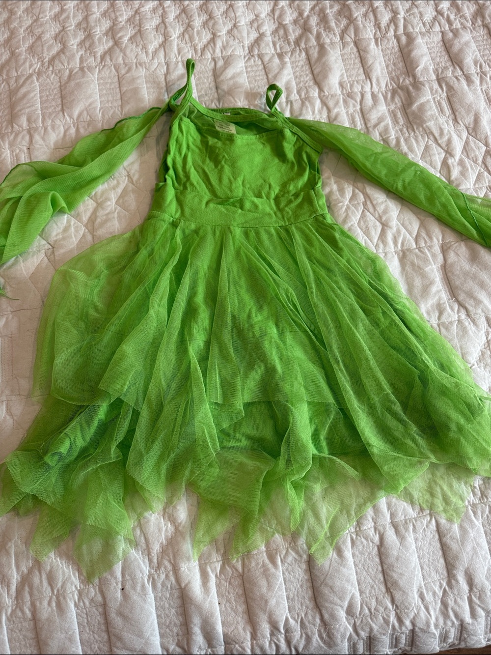 Placard Originals Tinkerbell Girls Bright Green Layered Tulle Dress